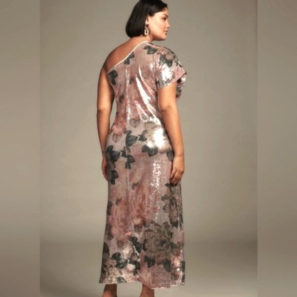 Porridge Pink One Shoulder Sequin Dress Plus 3X Anthropologie - Picture 4 of 4